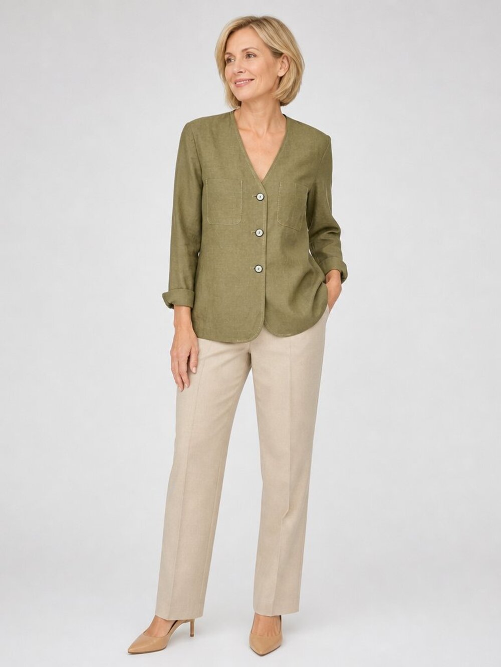 Liz Claiborne Collection Women Silk Linen City Blazer Jacket Fully Lined Size 8